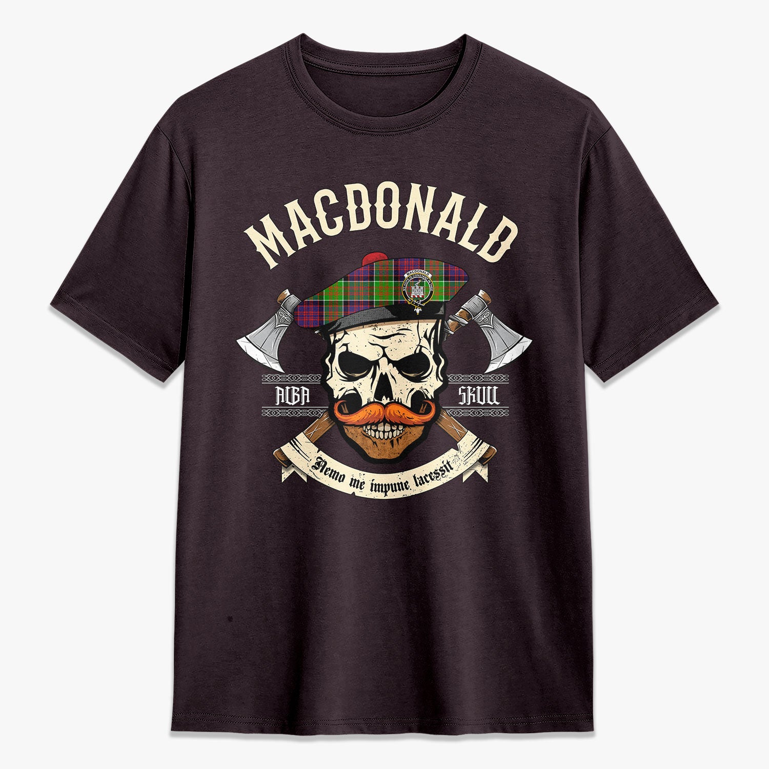 MacDonald (Clan Ranald) Tartan Crest 2D T-shirt - Alba Skull Style