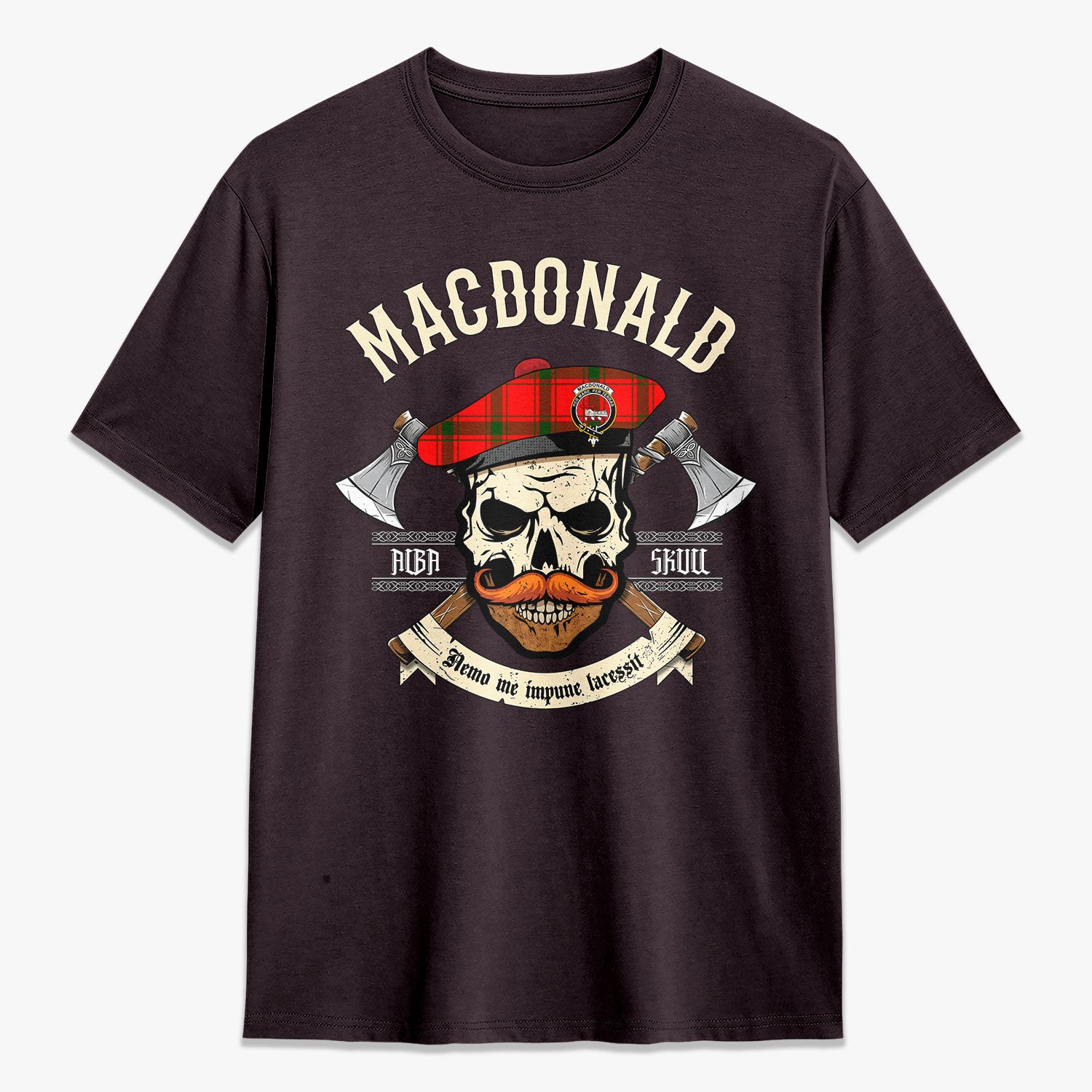 MacDonald of Sleat Tartan Crest 2D T-shirt - Alba Skull Style