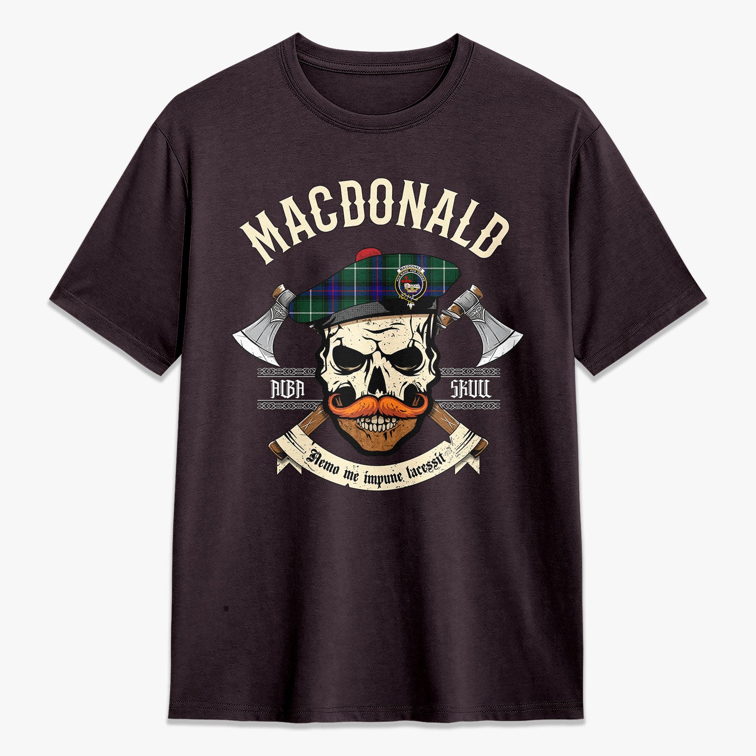 MacDonald of the Isles Hunting Modern Tartan Crest 2D T-shirt - Alba Skull Style