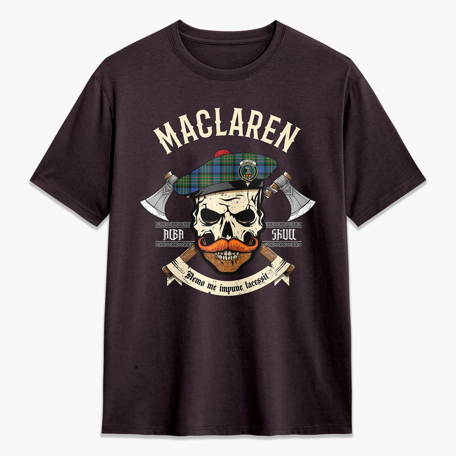 MacLaren Ancient Tartan Crest 2D T-shirt - Alba Skull Style