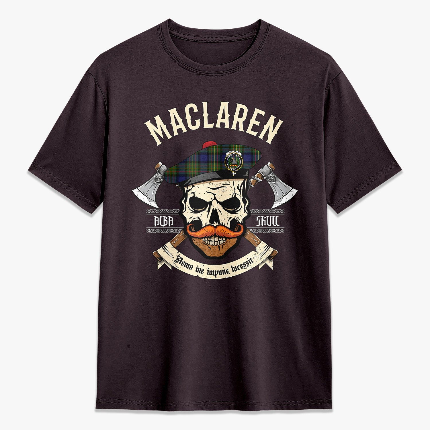 MacLaren Modern Tartan Crest 2D T-shirt - Alba Skull Style