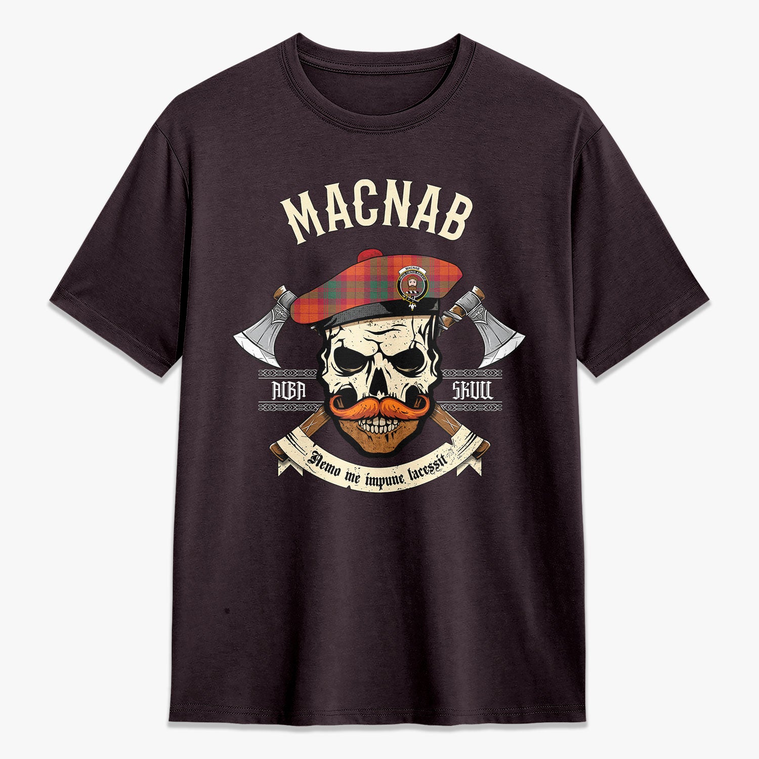 MacNab Ancient Tartan Crest 2D T-shirt - Alba Skull Style