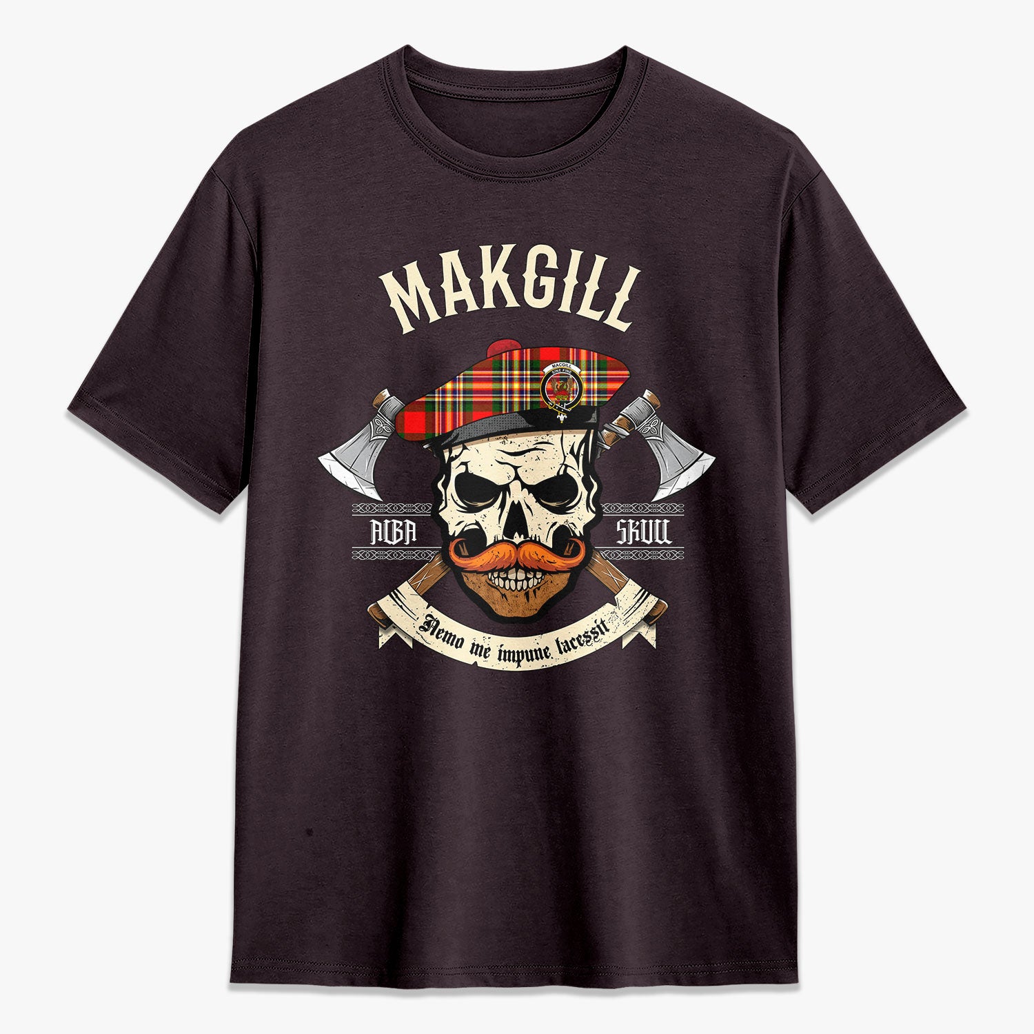 Makgill Tartan Crest 2D T-shirt - Alba Skull Style