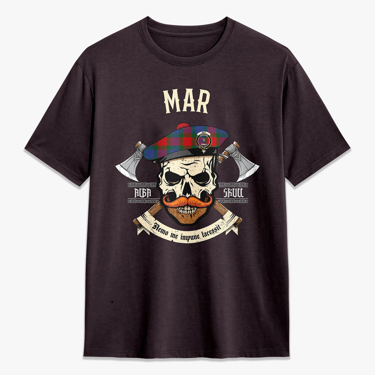 Mar Tartan Crest 2D T-shirt - Alba Skull Style