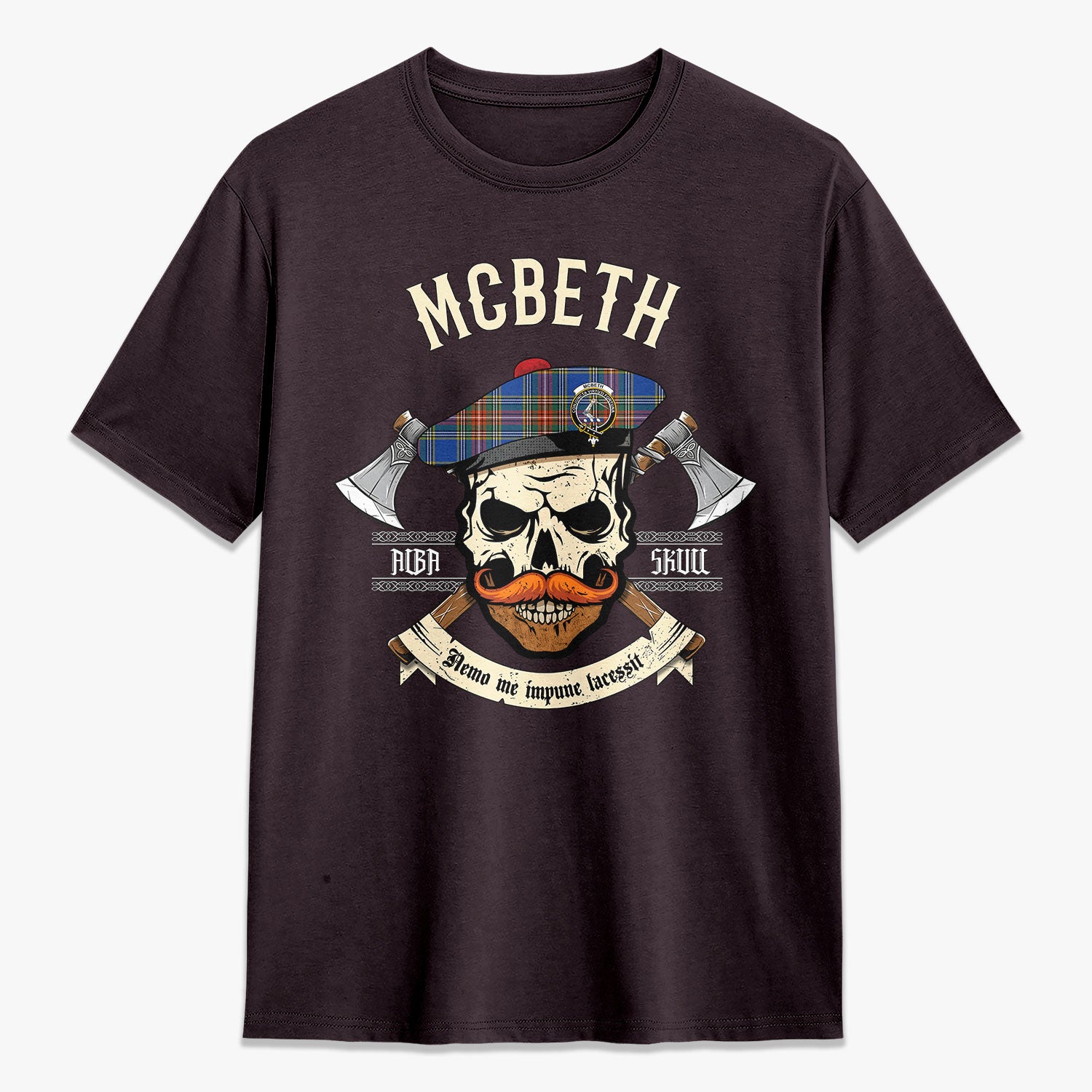 McBeth Ancient Tartan Crest 2D T-shirt - Alba Skull Style