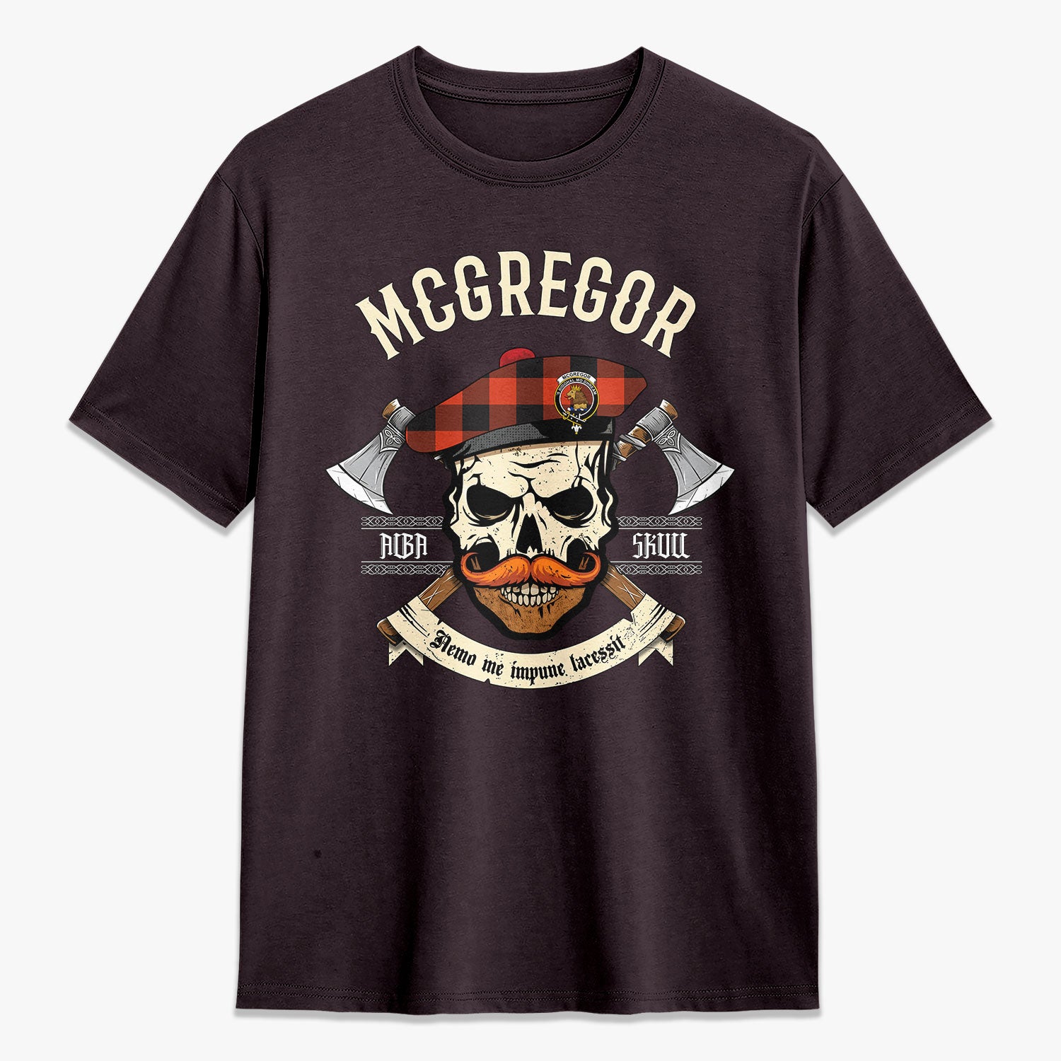 McGregor Rob Roy Ancient Tartan Crest 2D T-shirt - Alba Skull Style