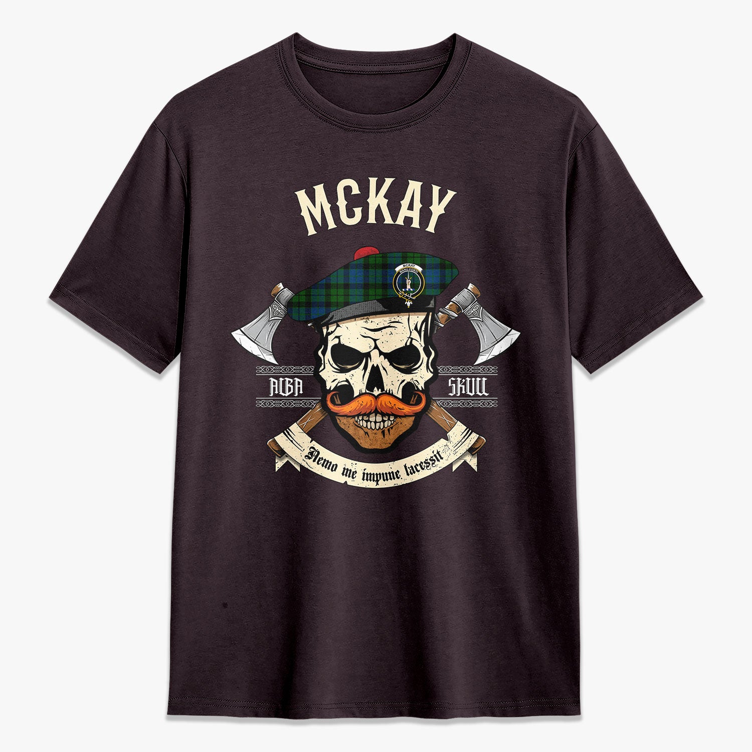 McKay Modern Tartan Crest 2D T-shirt - Alba Skull Style