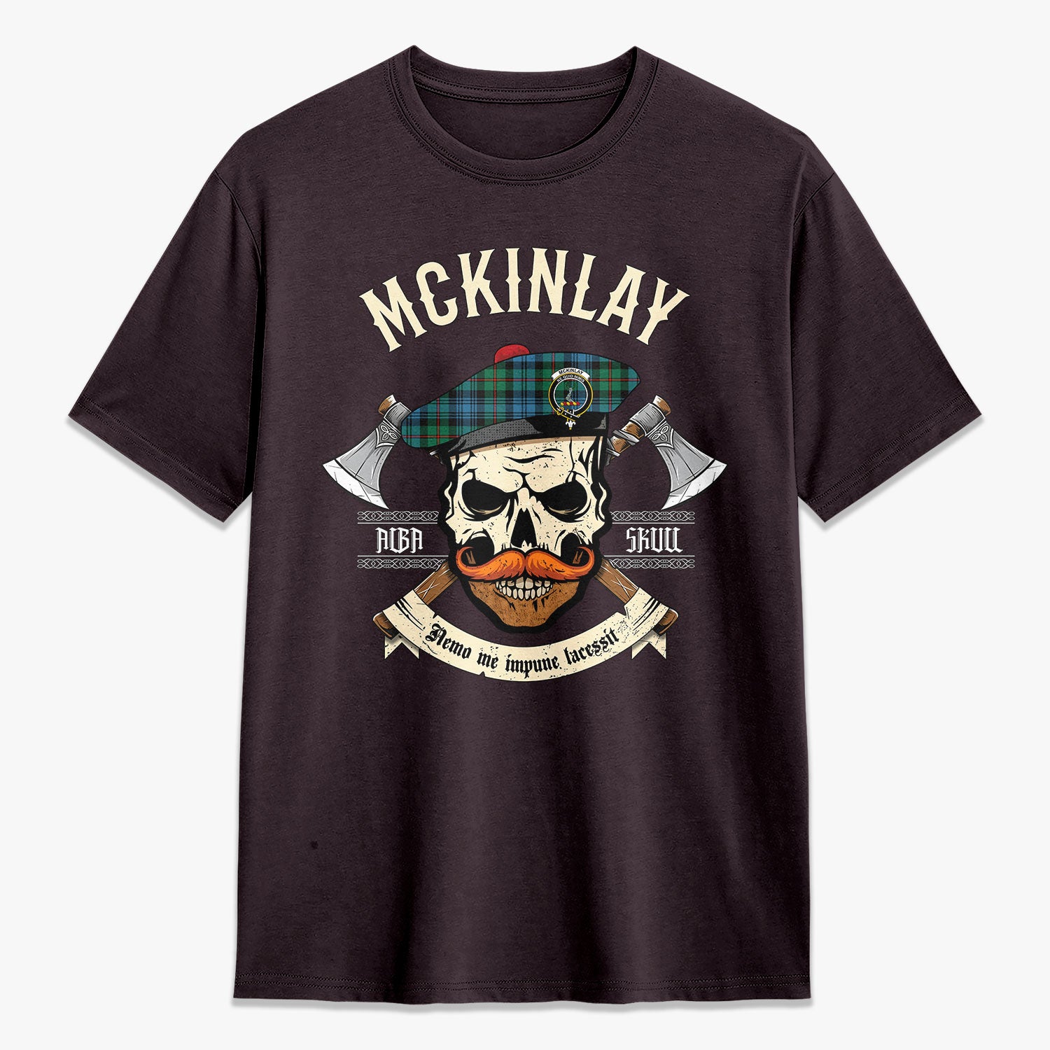 McKinlay Ancient Tartan Crest 2D T-shirt - Alba Skull Style