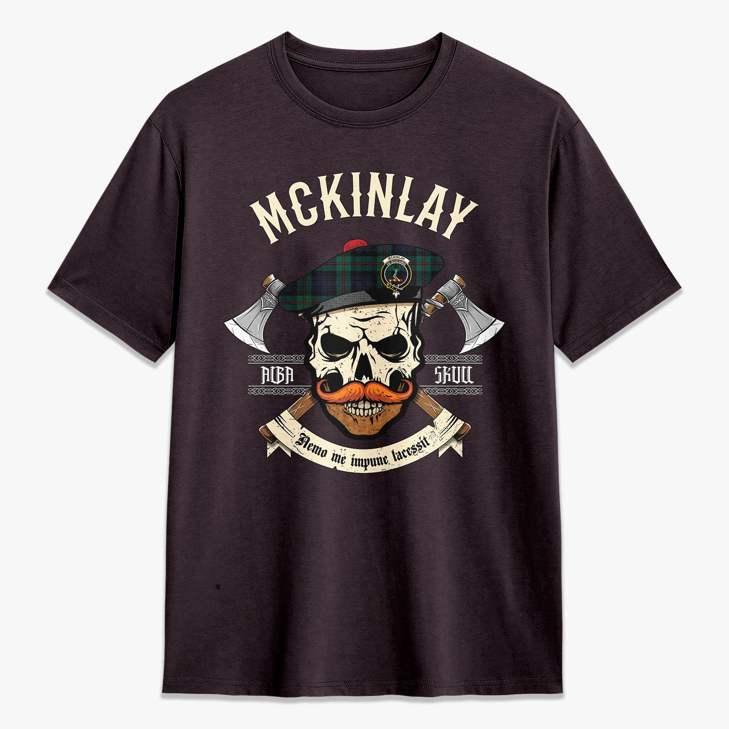 McKinlay Modern Tartan Crest 2D T-shirt - Alba Skull Style