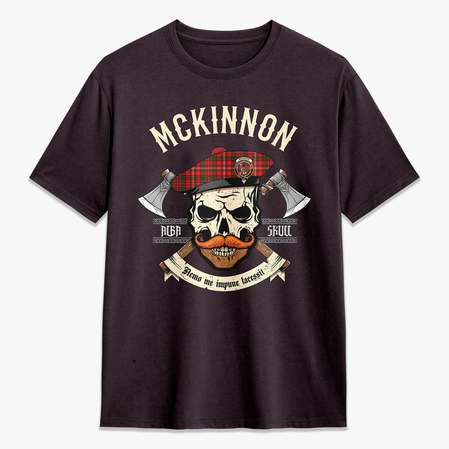 McKinnon Modern Tartan Crest 2D T-shirt - Alba Skull Style