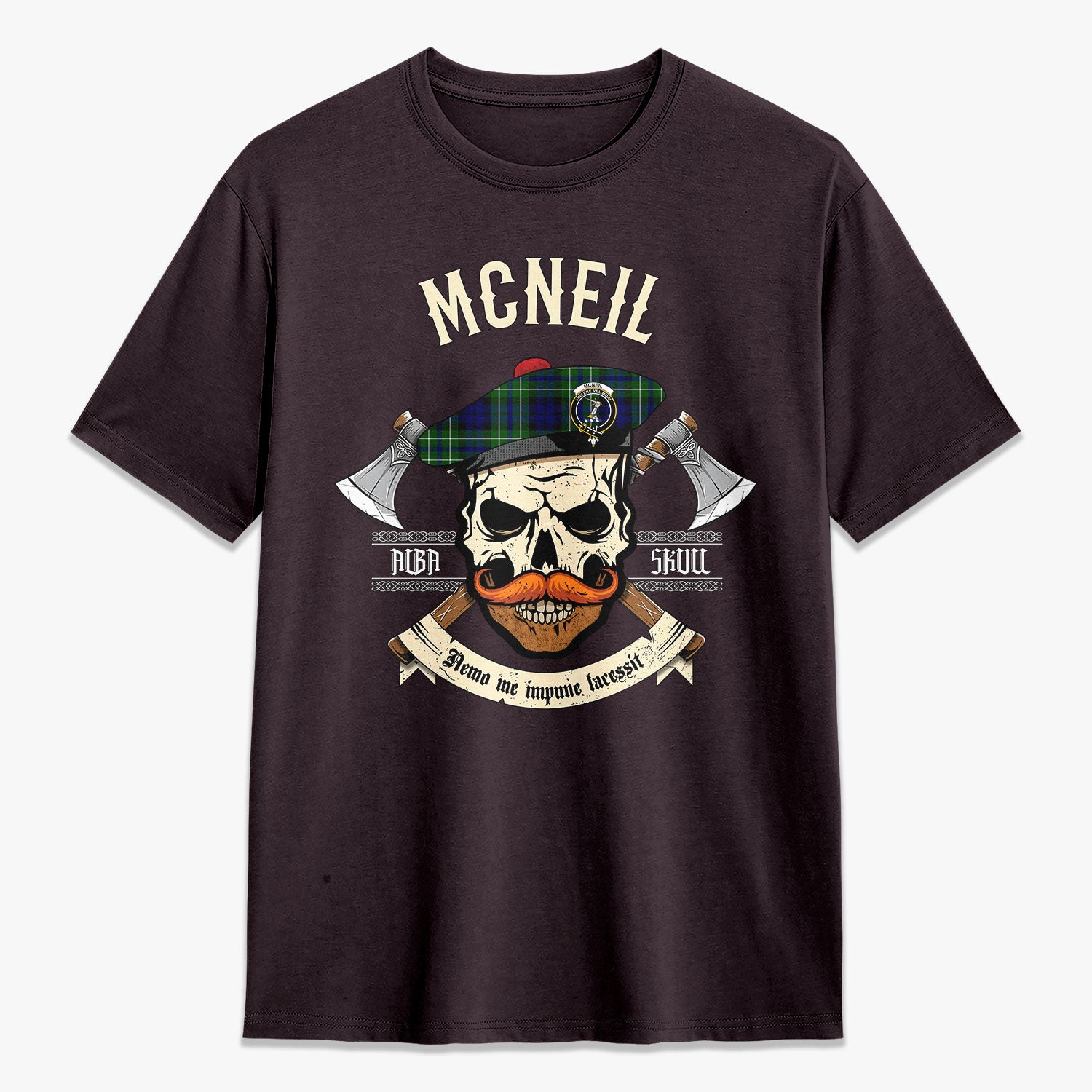 McNeil of Colonsay Modern Tartan Crest 2D T-shirt - Alba Skull Style