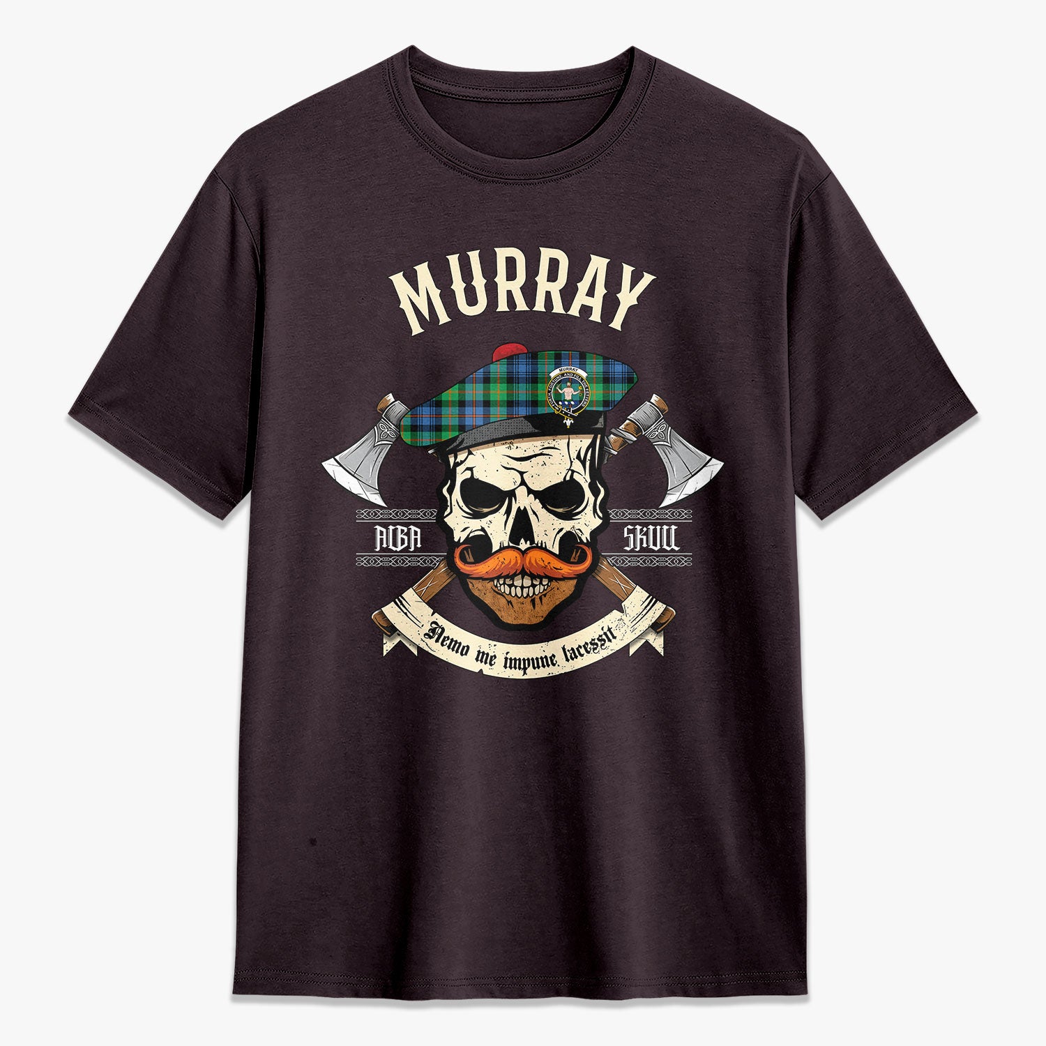 Murray of Atholl Ancient Tartan Crest 2D T-shirt - Alba Skull Style