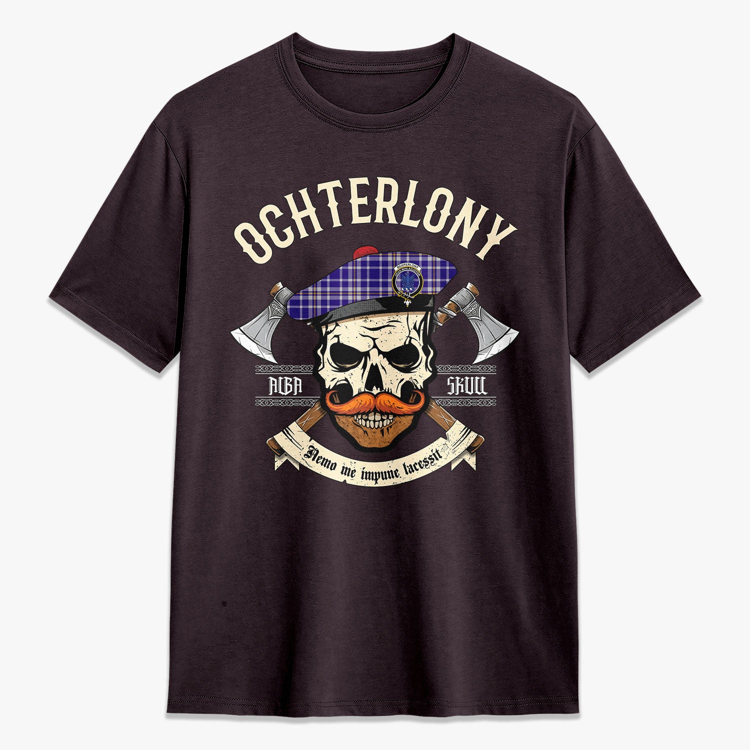 Ochterlony Tartan Crest 2D T-shirt - Alba Skull Style