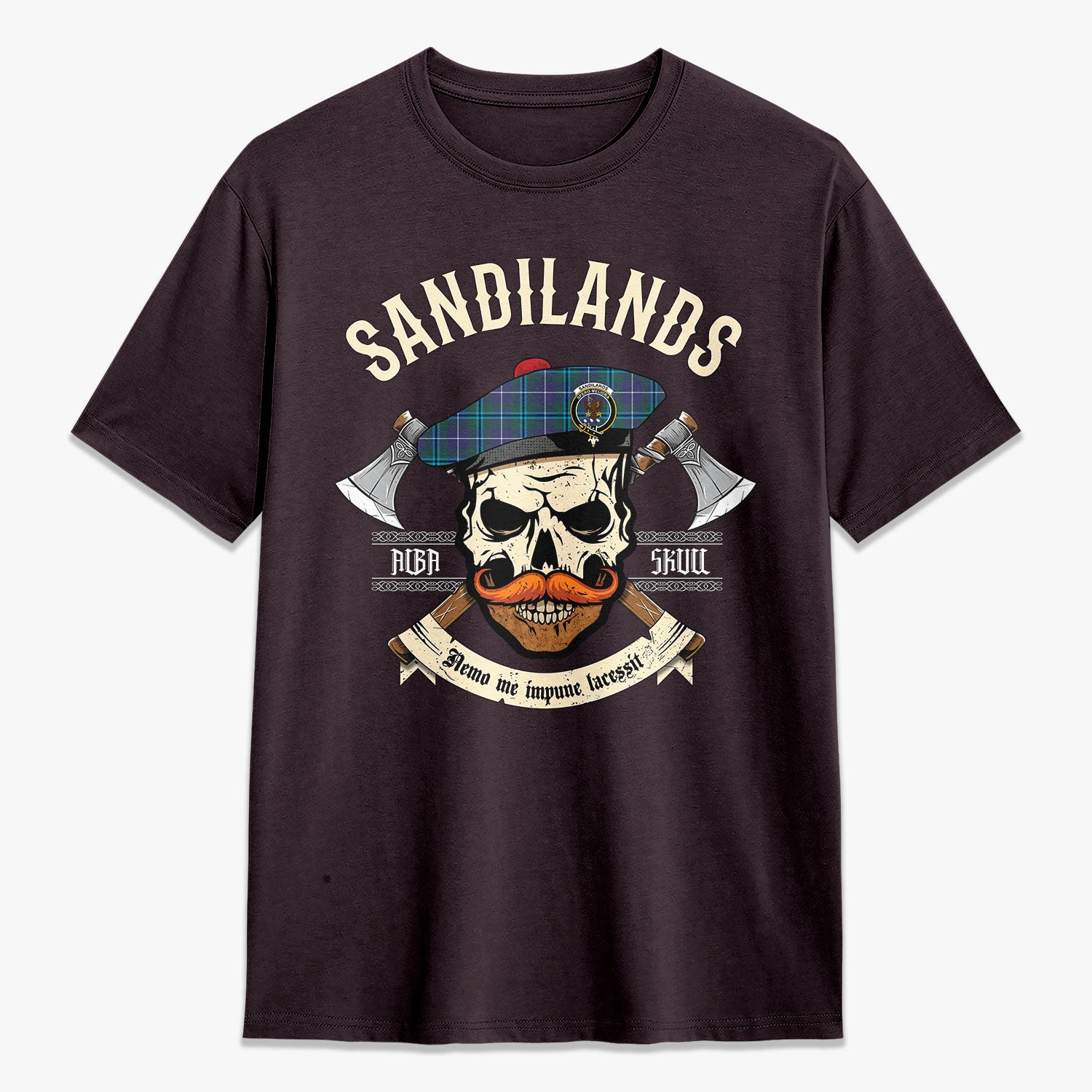 Sandilands Tartan Crest 2D T-shirt - Alba Skull Style