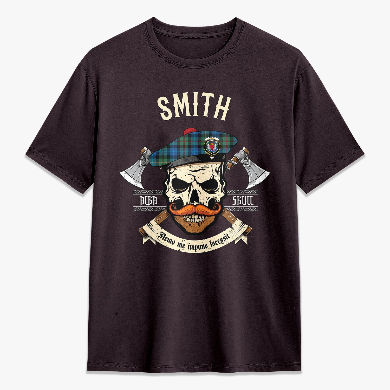 Smith Ancient Tartan Crest 2D T-shirt - Alba Skull Style