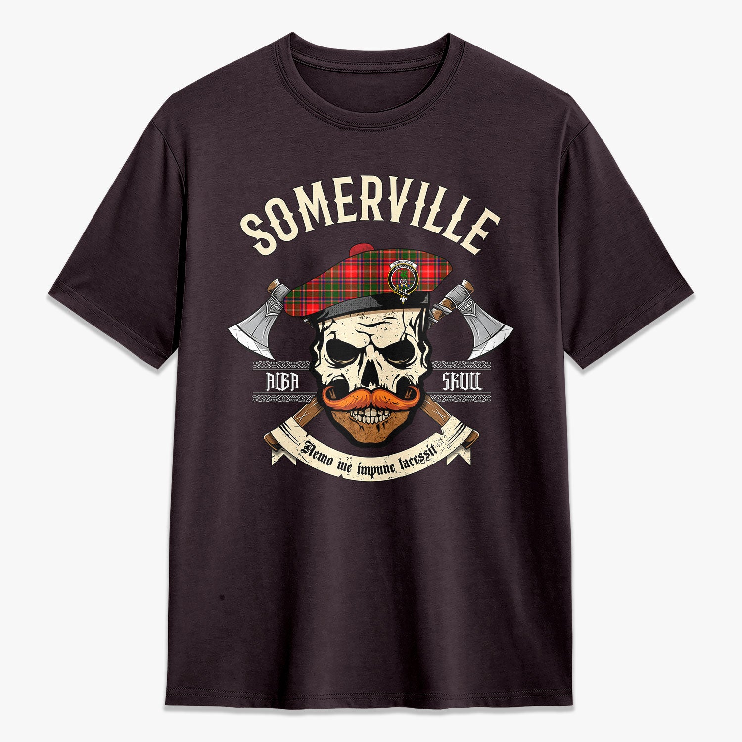 Somerville Tartan Crest 2D T-shirt - Alba Skull Style