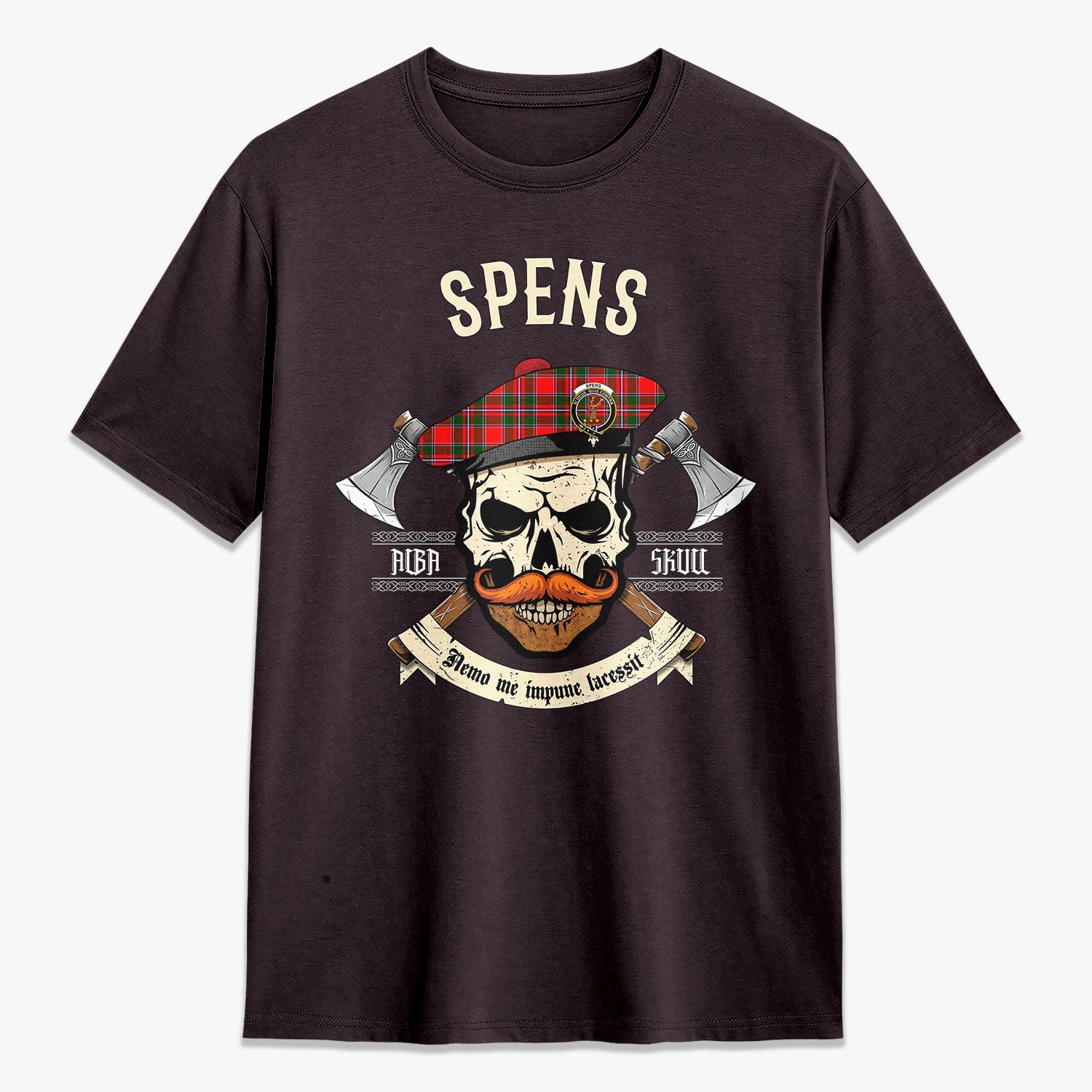 Spens (or Spence) Tartan Crest 2D T-shirt - Alba Skull Style