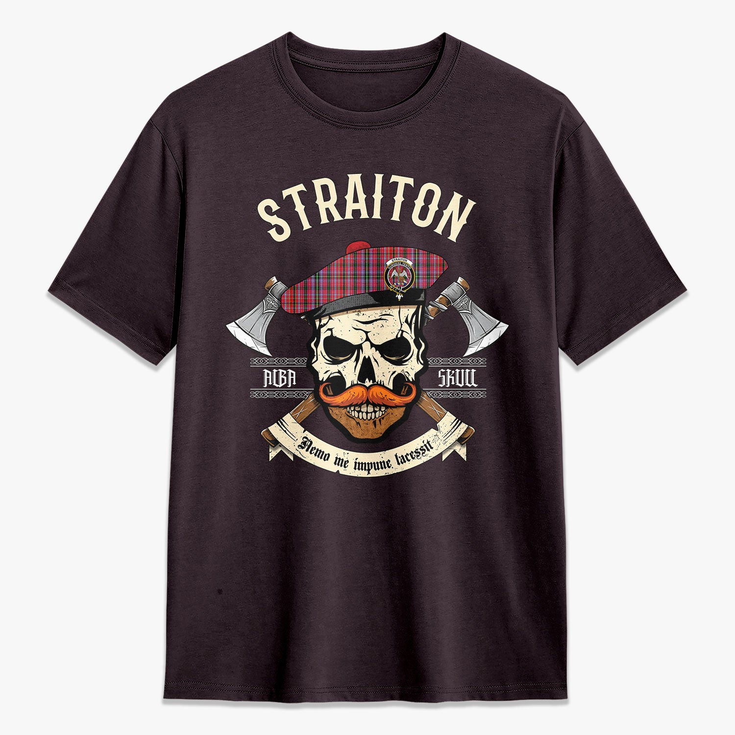 Straiton Tartan Crest 2D T-shirt - Alba Skull Style