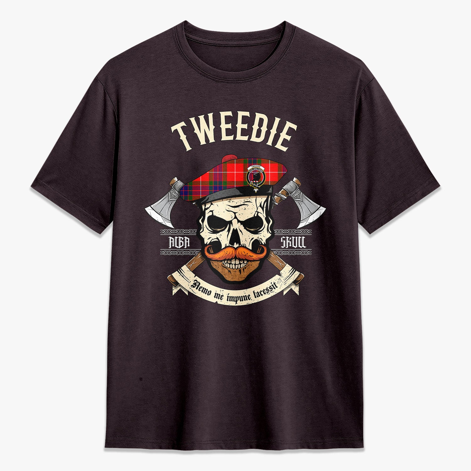 Tweedie Tartan Crest 2D T-shirt - Alba Skull Style