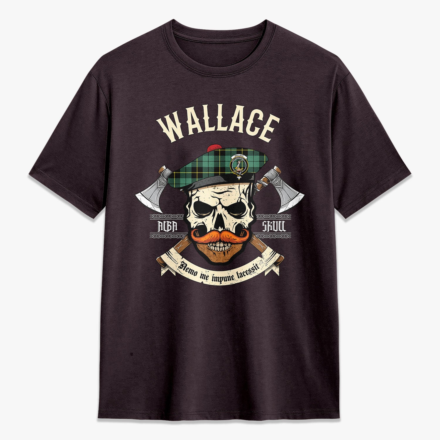 Wallace Hunting Ancient Tartan Crest 2D T-shirt - Alba Skull Style