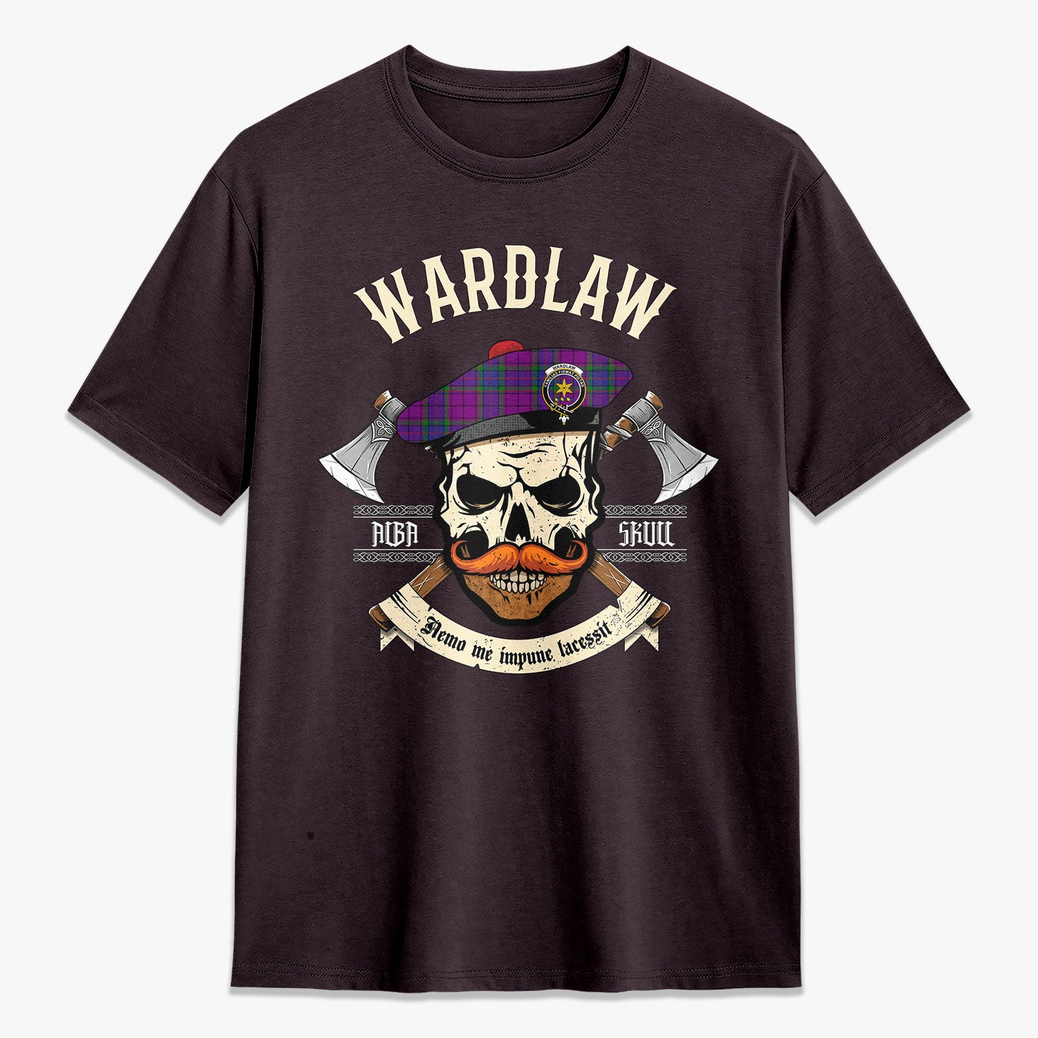 Wardlaw Modern Tartan Crest 2D T-shirt - Alba Skull Style