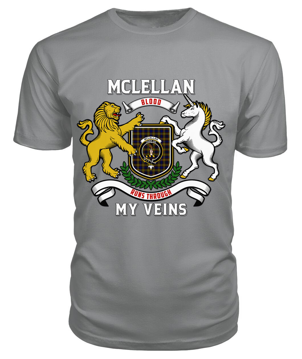 McLellan Modern Tartan Crest 2D T-shirt - Blood Runs Through My Veins Style