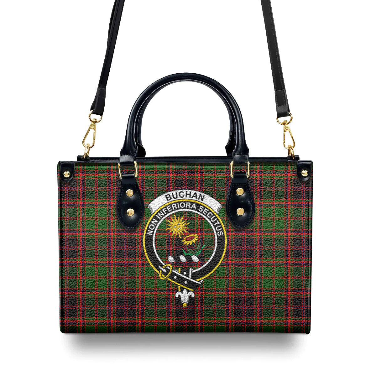 Buchan Modern Tartan Crest Leather Handbag