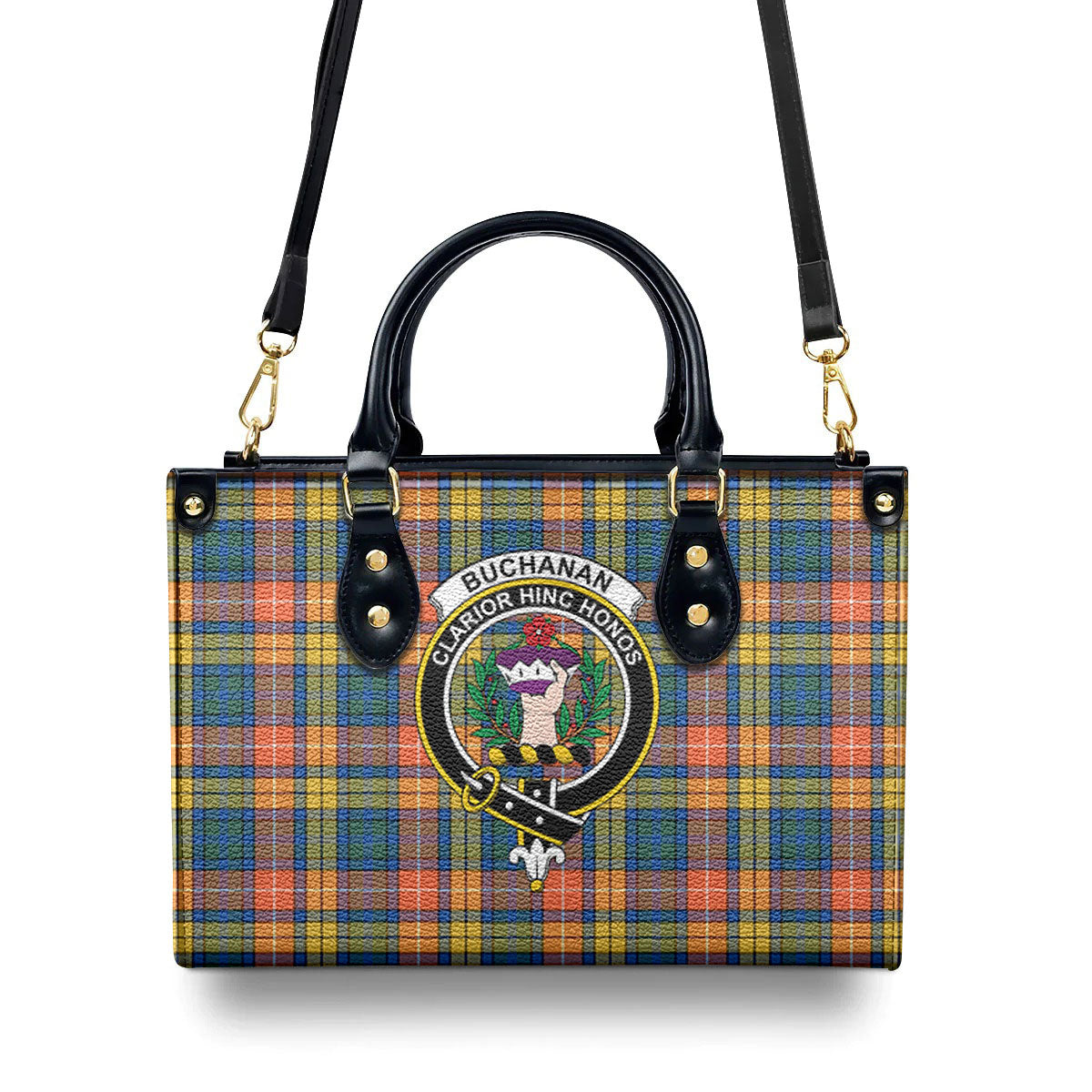 Buchanan Ancient Tartan Crest Leather Handbag