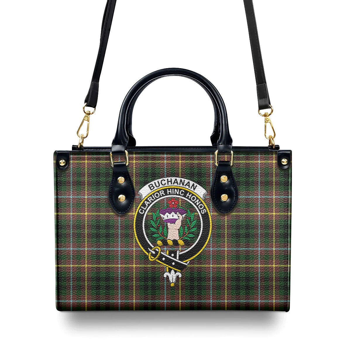 Buchanan Hunting Tartan Crest Leather Handbag