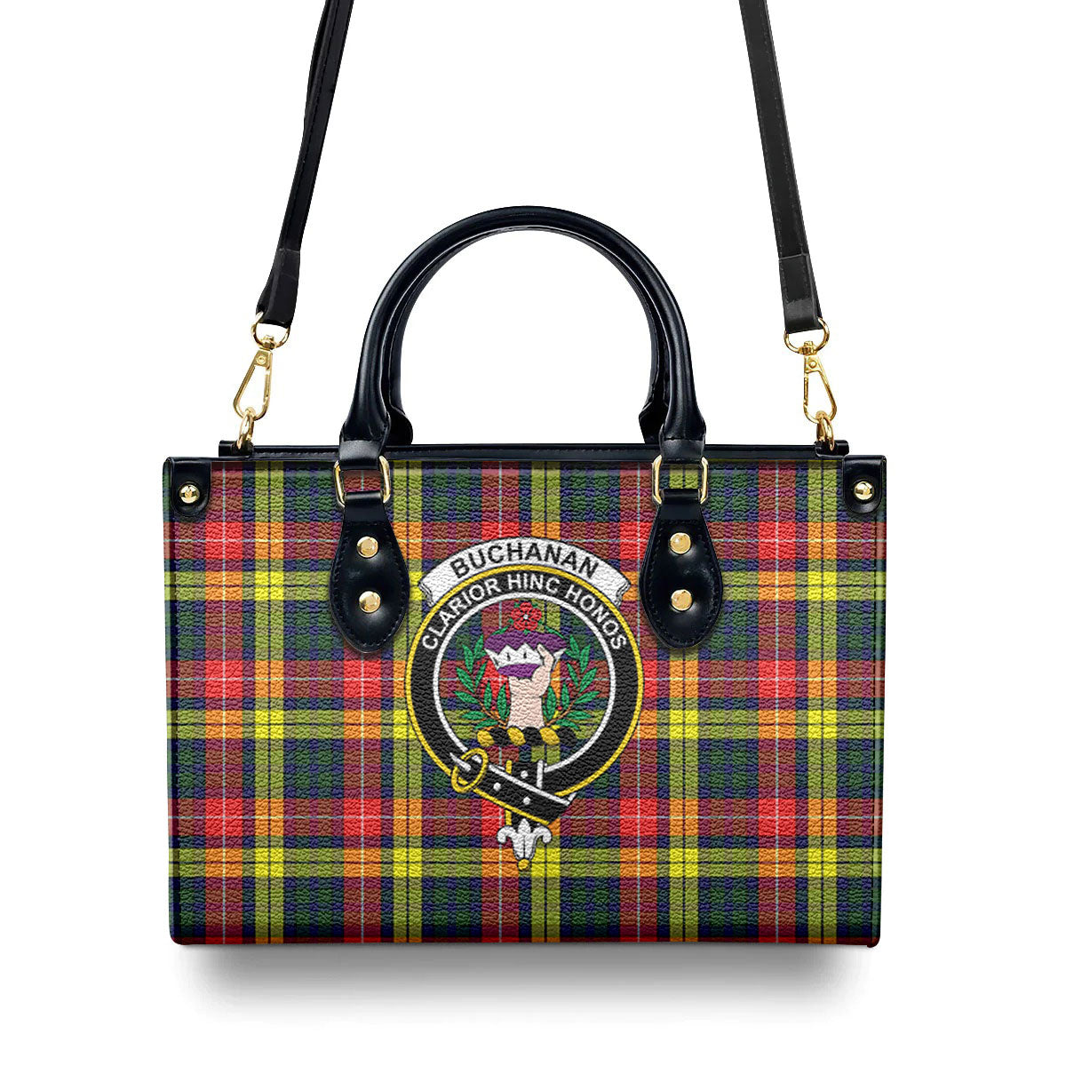 Buchanan Modern Tartan Crest Leather Handbag