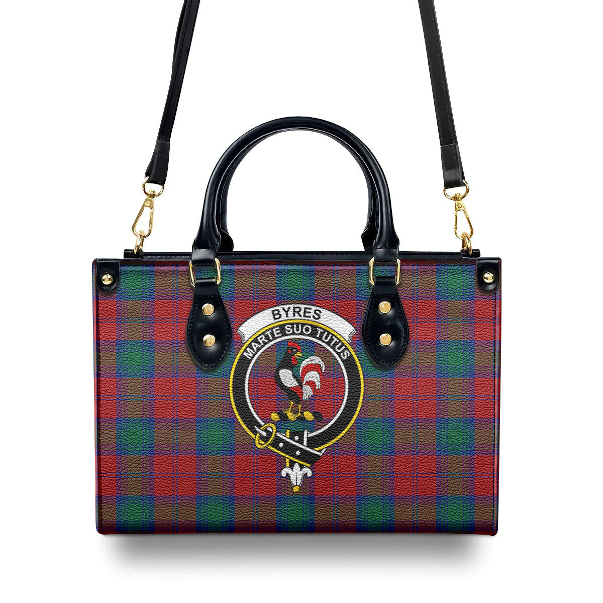 Byres Tartan Crest Leather Handbag