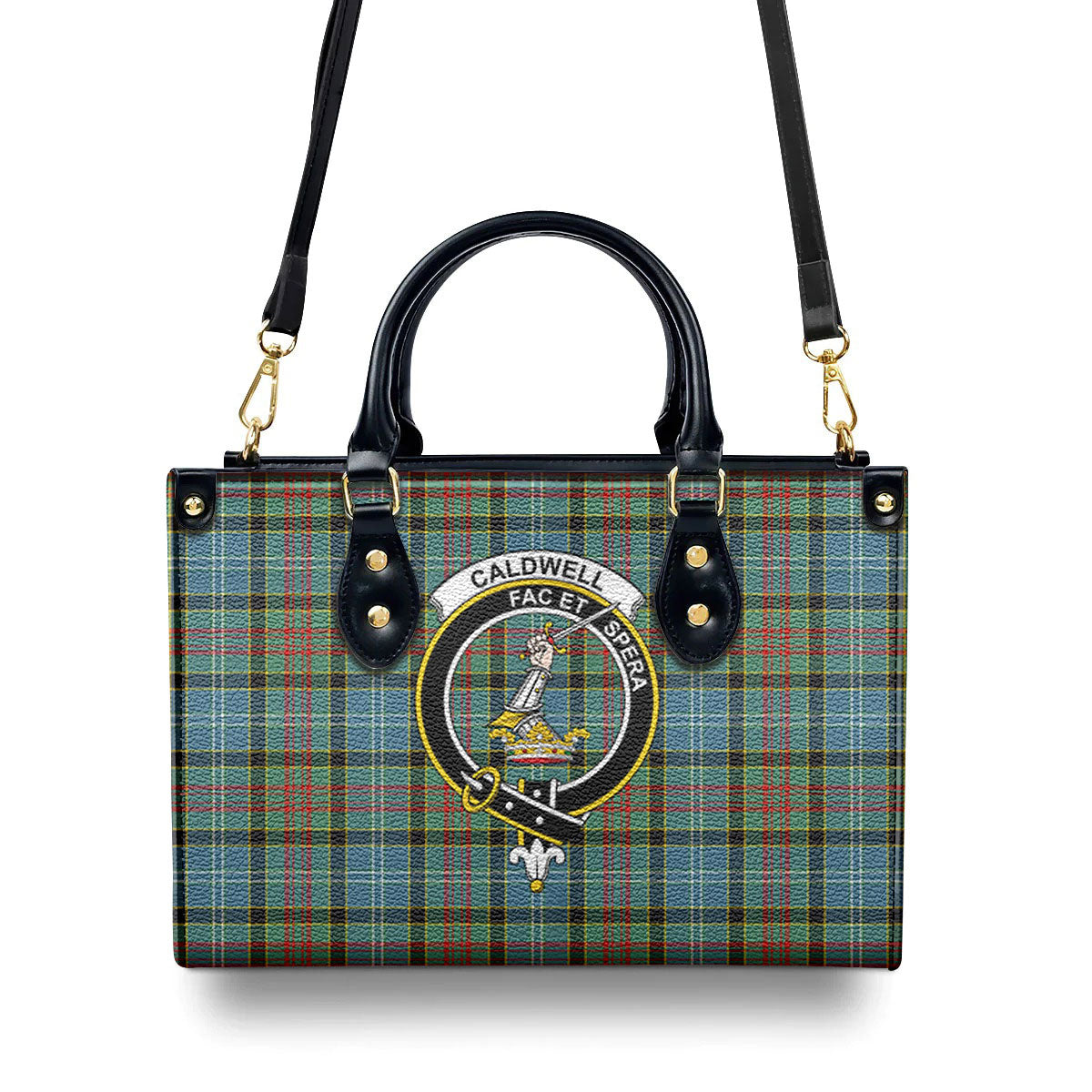 Caldwell Tartan Crest Leather Handbag