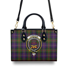 Cameron of Erracht Modern Tartan Crest Leather Handbag