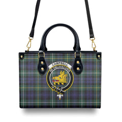 Campbell Argyll Modern Tartan Crest Leather Handbag