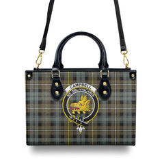 Campbell Argyll Weathered Tartan Crest Leather Handbag