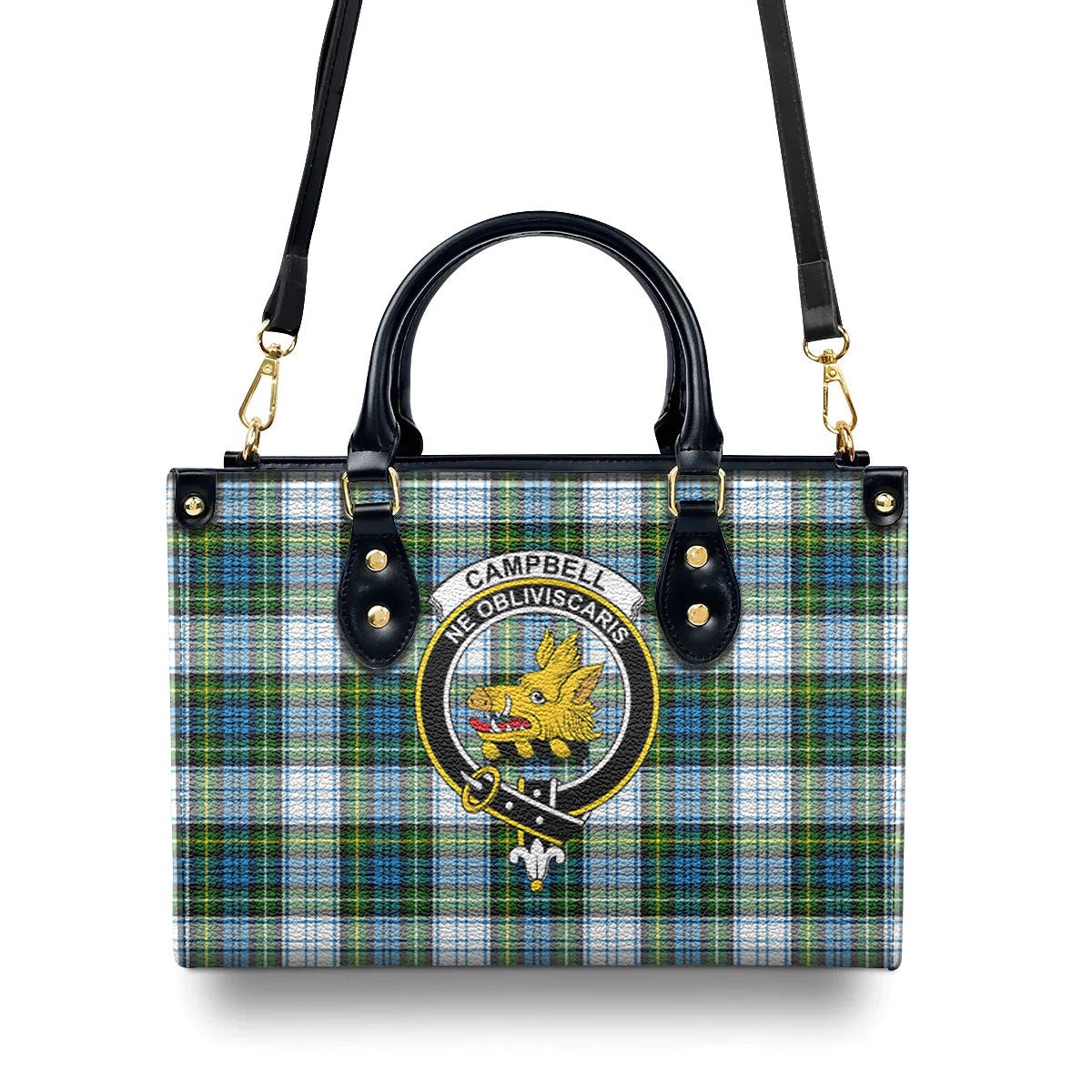 Campbell Dress Tartan Crest Leather Handbag