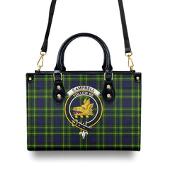 Campbell of Breadalbane Modern Tartan Crest Leather Handbag