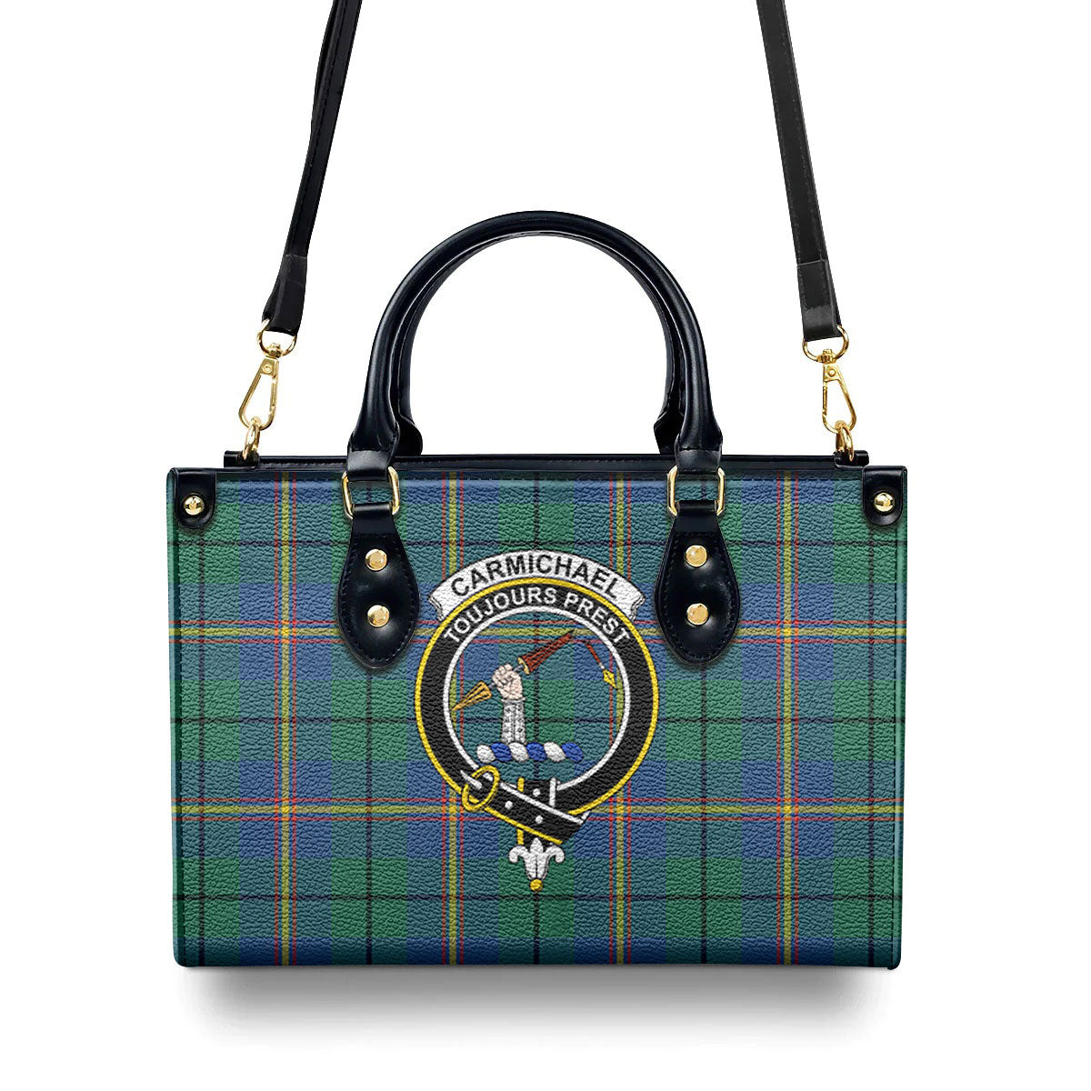 Carmichael Ancient Tartan Crest Leather Handbag