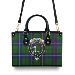 Carmichael Modern Tartan Crest Leather Handbag