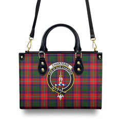 Charteris (Earl of Wemyss) Tartan Crest Leather Handbag