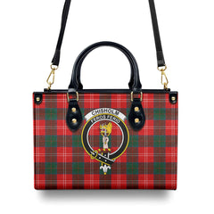 Chisholm Modern Tartan Crest Leather Handbag