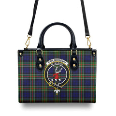 Colquhoun Modern Tartan Crest Leather Handbag