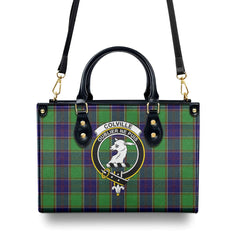 Colville Tartan Crest Leather Handbag