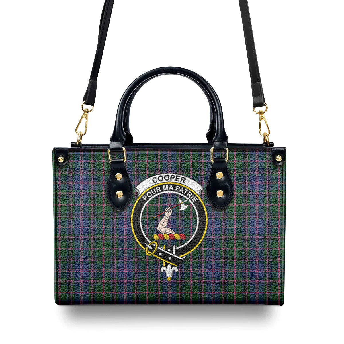 Cooper Tartan Crest Leather Handbag