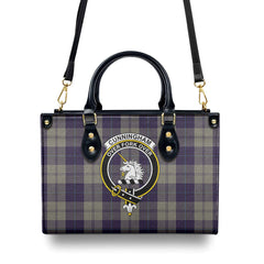 Cunningham Dress Blue Dancers Tartan Crest Leather Handbag