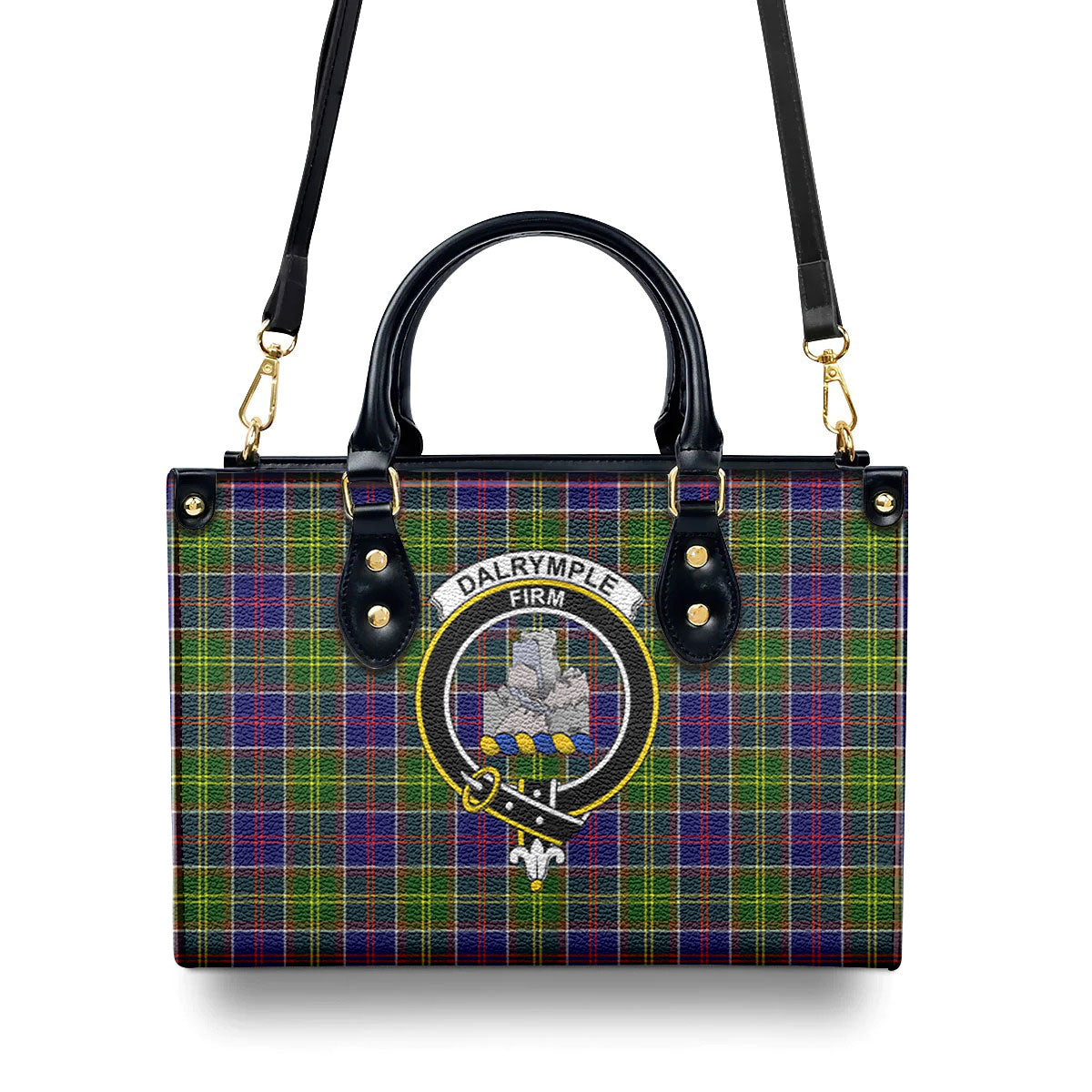 Dalrymple Tartan Crest Leather Handbag