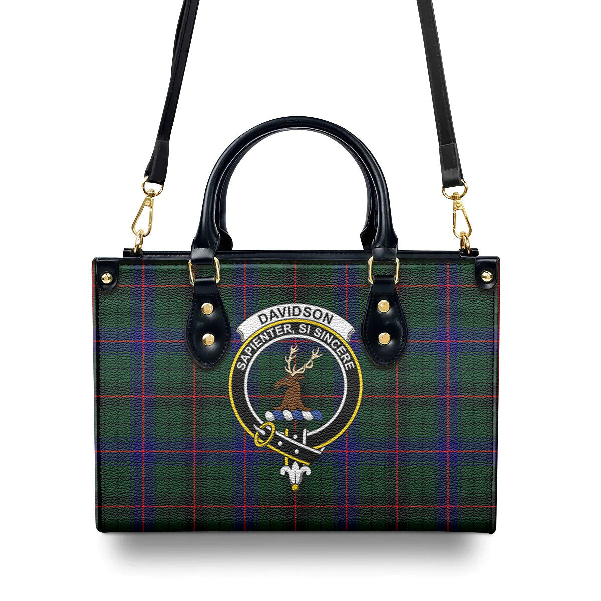 Davidson Modern Tartan Crest Leather Handbag