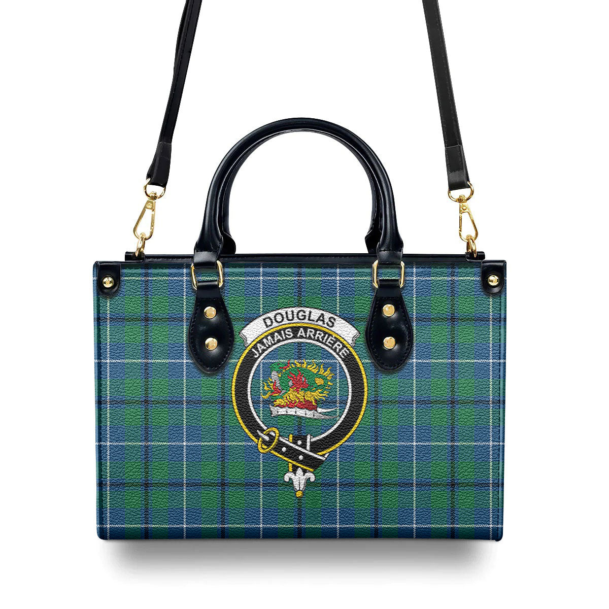 Douglas Ancient Tartan Crest Leather Handbag