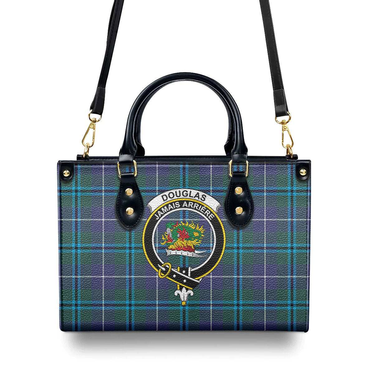 Douglas Modern Tartan Crest Leather Handbag