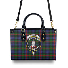 Fleming Tartan Crest Leather Handbag